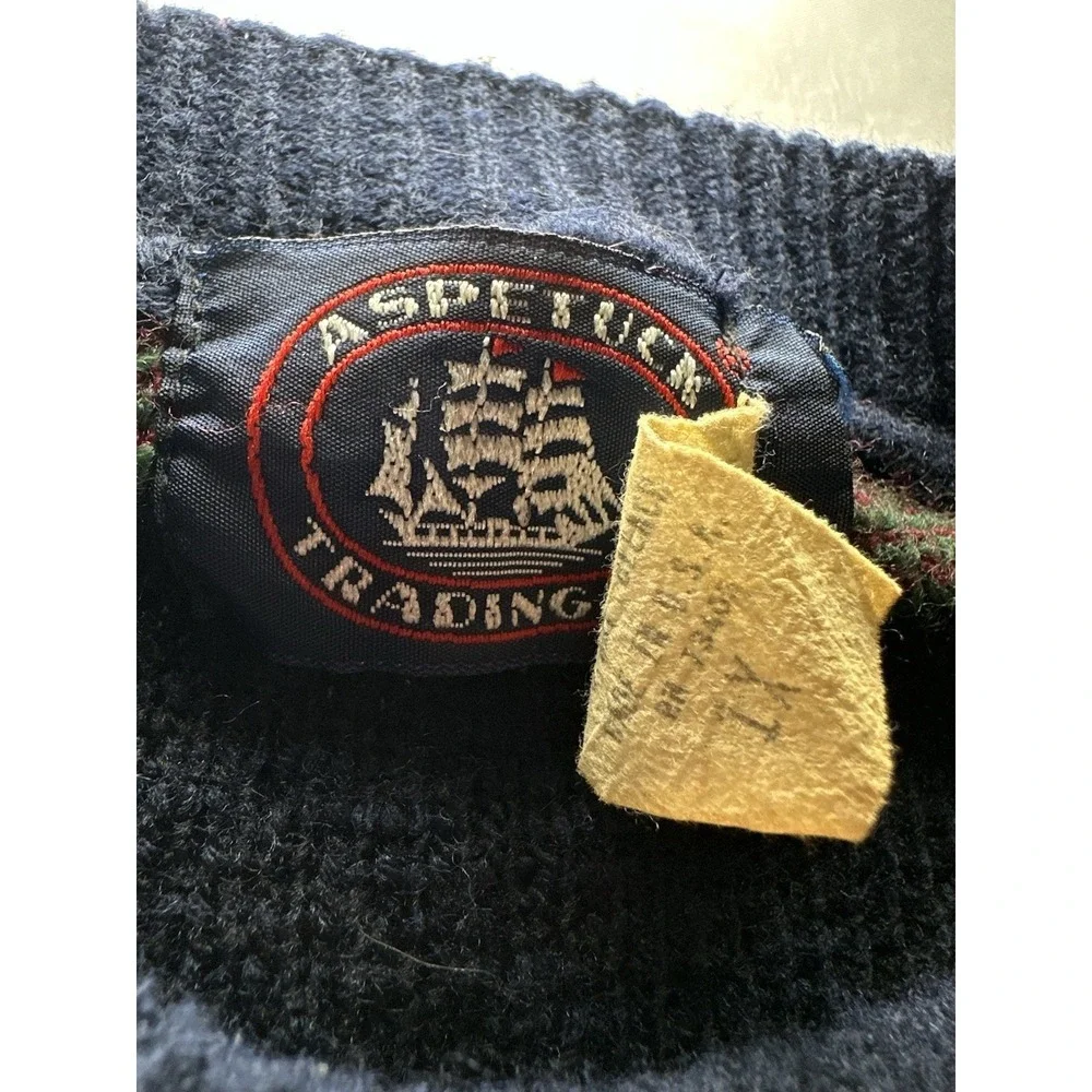 Vintage Aspetuck Trading Co Wool Blend Sweater Mens Large Nordic Grandpa Knit US